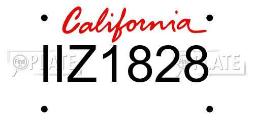 IIZ1828 California License Plate