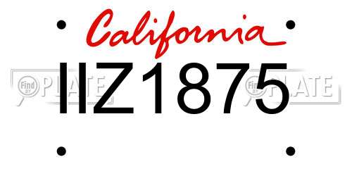 IIZ1875 California License Plate
