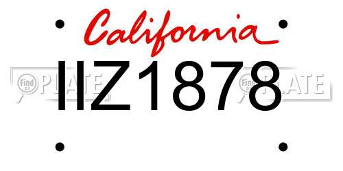 IIZ1878 California License Plate