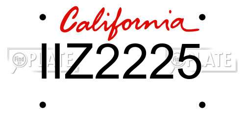 IIZ2225 California License Plate