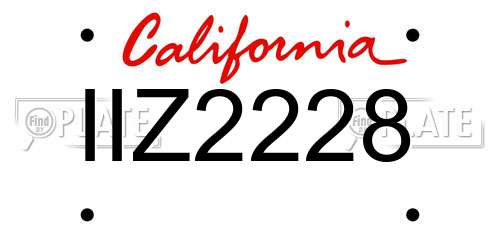 IIZ2228 California License Plate