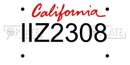 IIZ2308 California License Plate