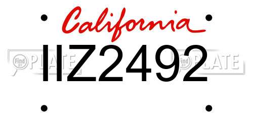 IIZ2492 California License Plate