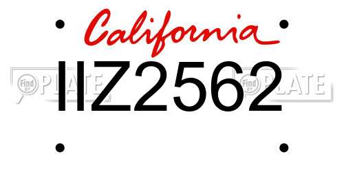IIZ2562 California License Plate