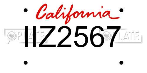 IIZ2567 California License Plate