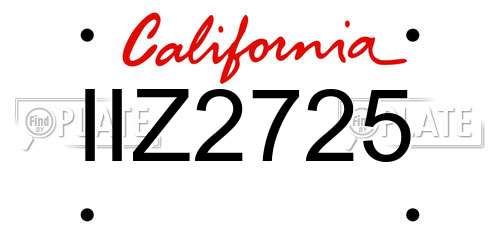 IIZ2725 California License Plate