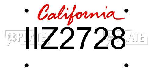 IIZ2728 California License Plate