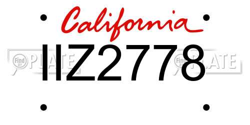 IIZ2778 California License Plate