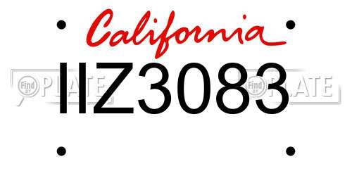 IIZ3083 California License Plate