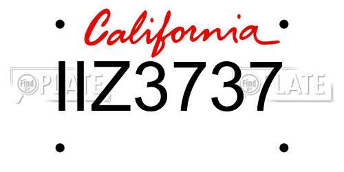 IIZ3737 California License Plate