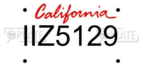 IIZ5129 California License Plate