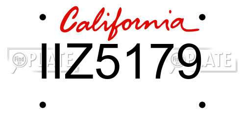 IIZ5179 California License Plate