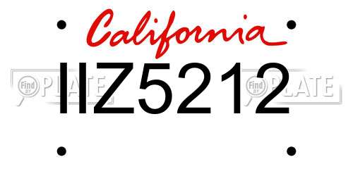 IIZ5212 California License Plate