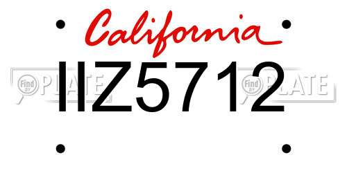 IIZ5712 California License Plate