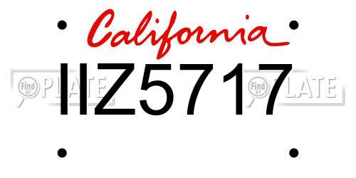 IIZ5717 California License Plate