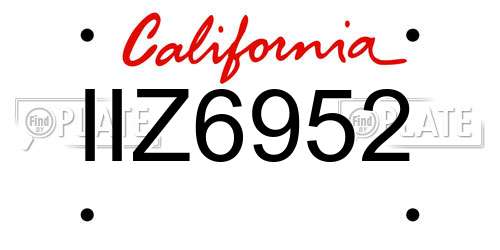 IIZ6952 California License Plate