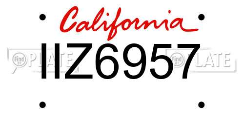 IIZ6957 California License Plate