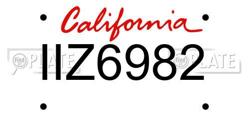 IIZ6982 California License Plate