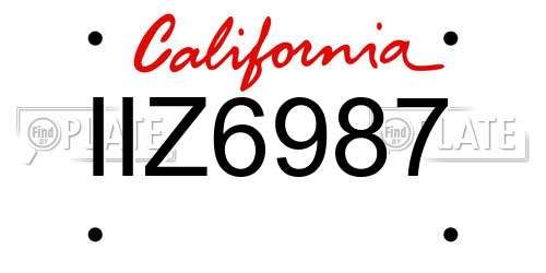 IIZ6987 California License Plate