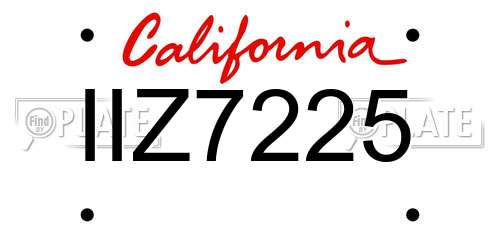 IIZ7225 California License Plate