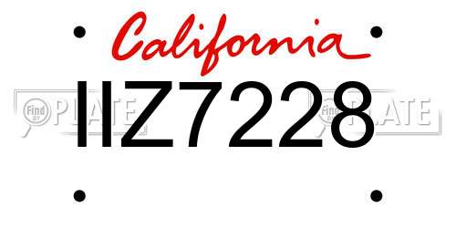 IIZ7228 California License Plate