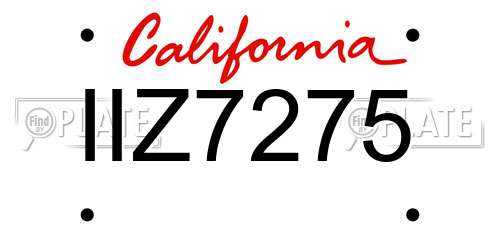 IIZ7275 California License Plate