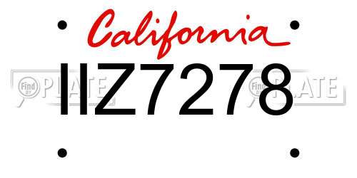 IIZ7278 California License Plate