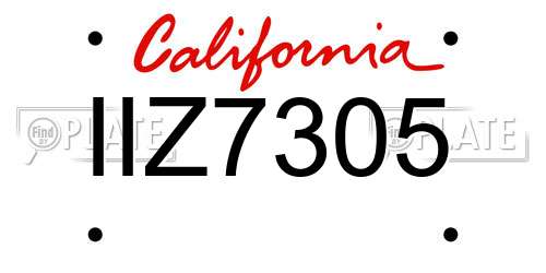 IIZ7305 California License Plate