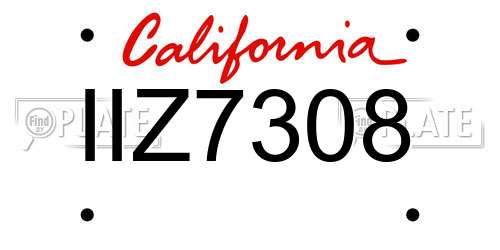 IIZ7308 California License Plate