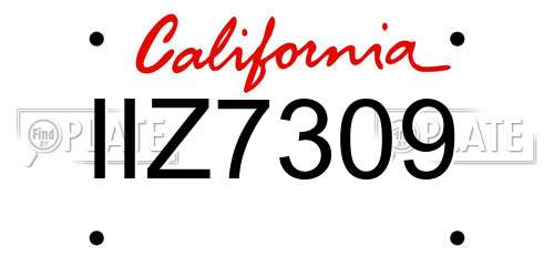 IIZ7309 California License Plate