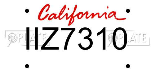 IIZ7310 California License Plate