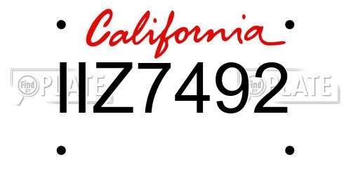 IIZ7492 California License Plate
