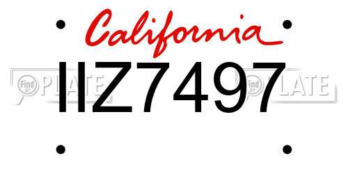IIZ7497 California License Plate