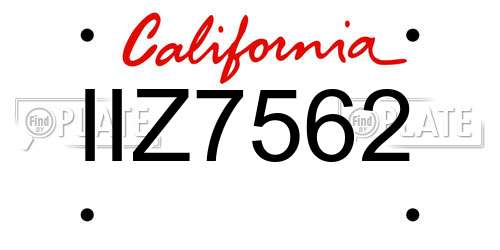 IIZ7562 California License Plate
