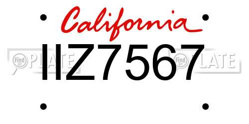 IIZ7567 California License Plate