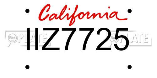 IIZ7725 California License Plate