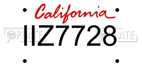 IIZ7728 California License Plate