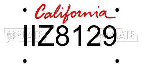 IIZ8129 California License Plate