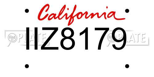 IIZ8179 California License Plate