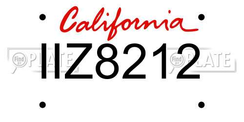 IIZ8212 California License Plate