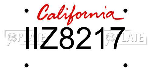 IIZ8217 California License Plate