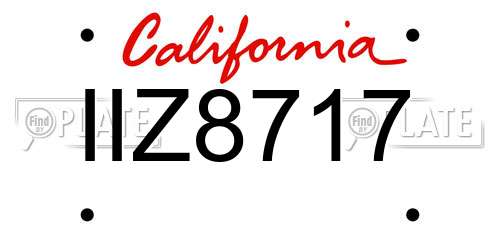 IIZ8717 California License Plate