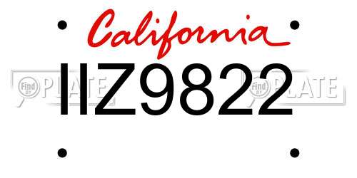 IIZ9822 California License Plate