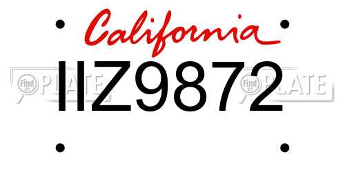 IIZ9872 California License Plate