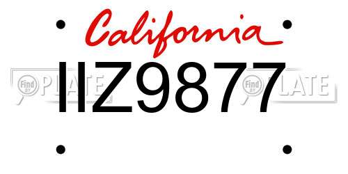 IIZ9877 California License Plate