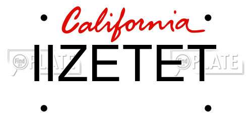 IIZETET California License Plate