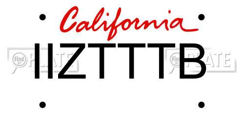 IIZTTTB California License Plate