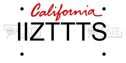IIZTTTS California License Plate