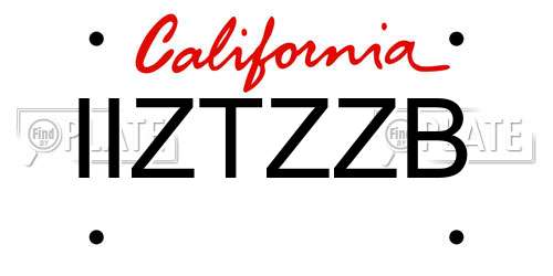 IIZTZZB California License Plate