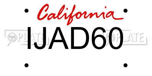 IJAD60 California License Plate
